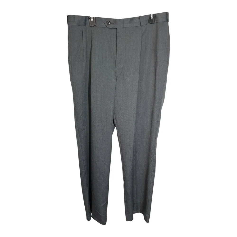 Meeting Street 42R Gray Two Piece Suit Set Pleated Pants Blazer Professional